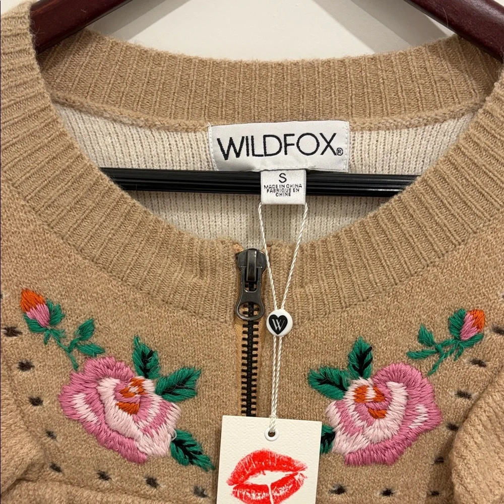 Wildfox Beige Floral Embroidered Cardigan - Picture 2 of 3